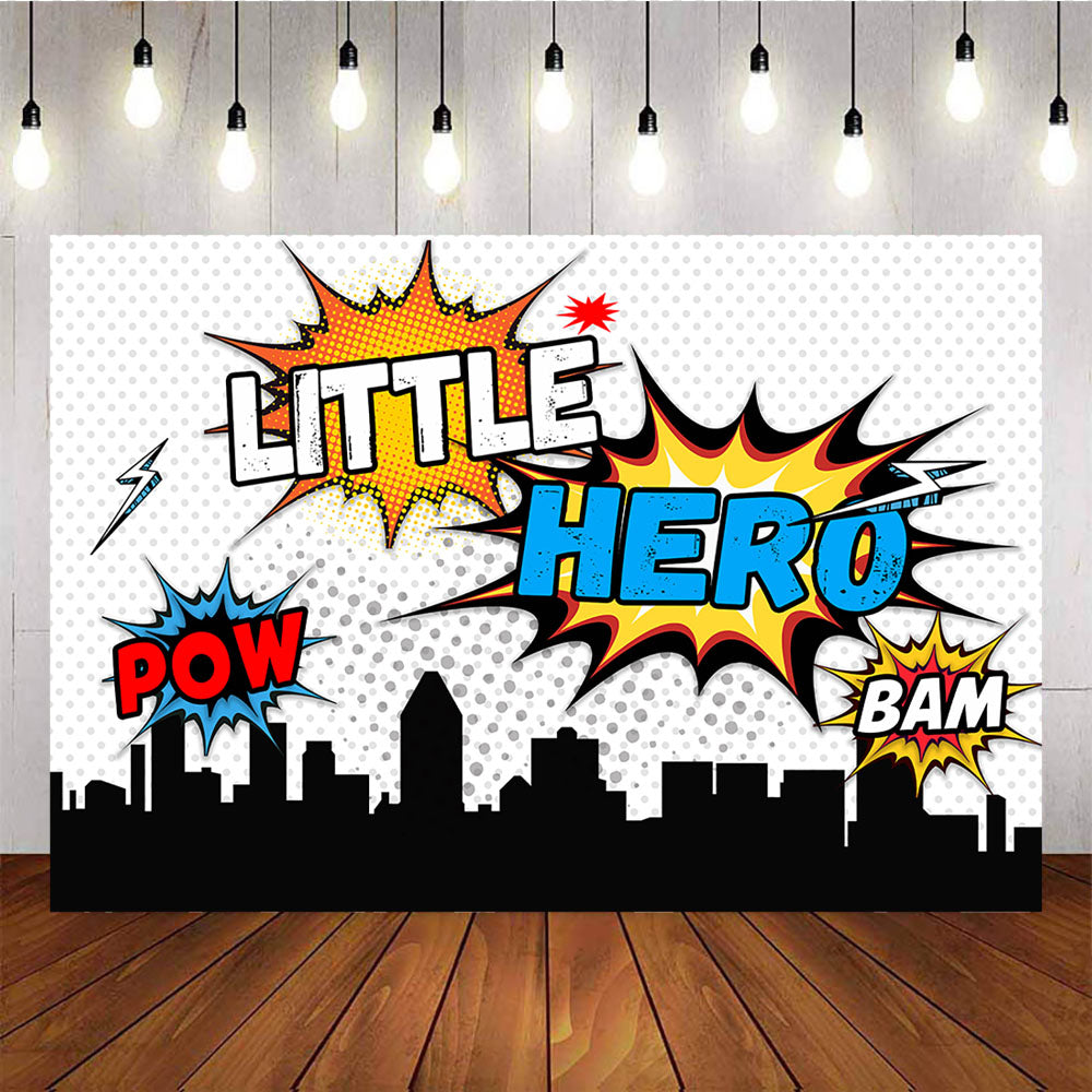 Mocsicka Little Hero Birthday Party Supplies City Night Buildings Backdrop-Mocsicka Party