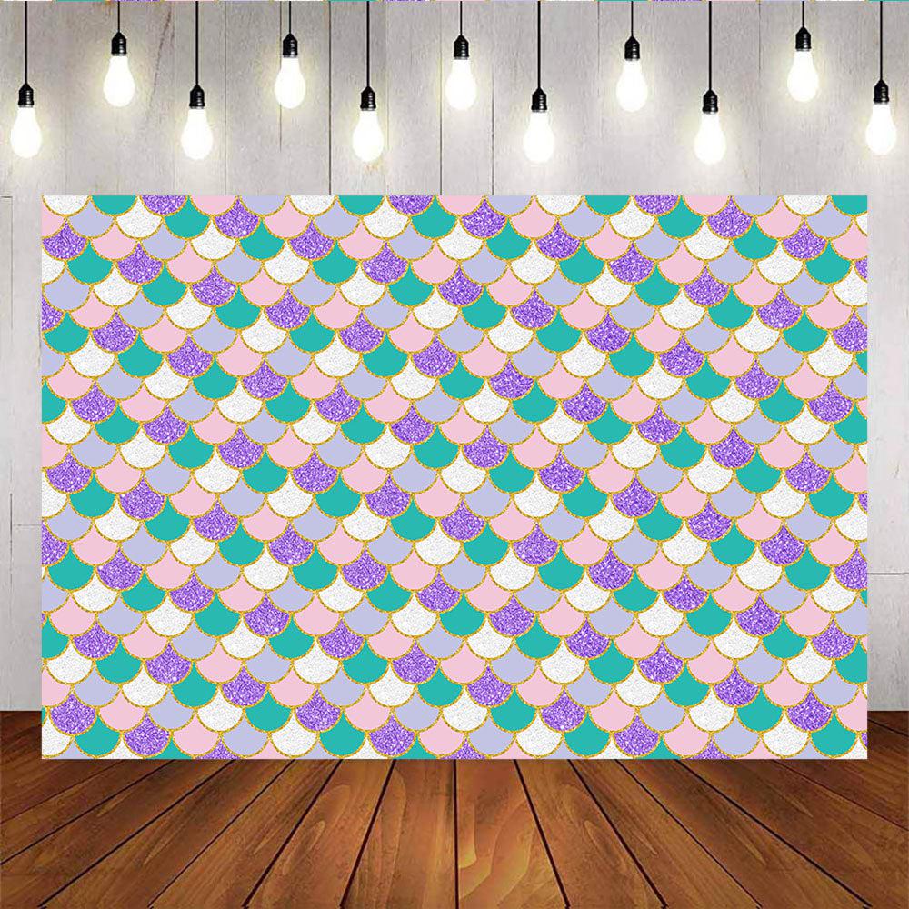 Mocsicka Beautiful Mermaid Scale Glare Backdrop Custom Birthday Party Decor-Mocsicka Party