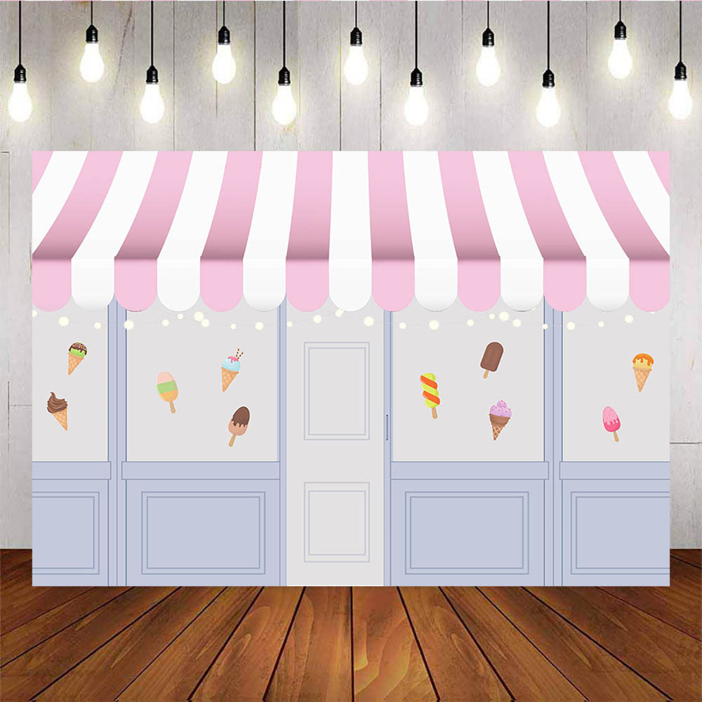 Mocsicka Ice Cream Shop Theme Birthday Party Baby Shower Back Drops-Mocsicka Party