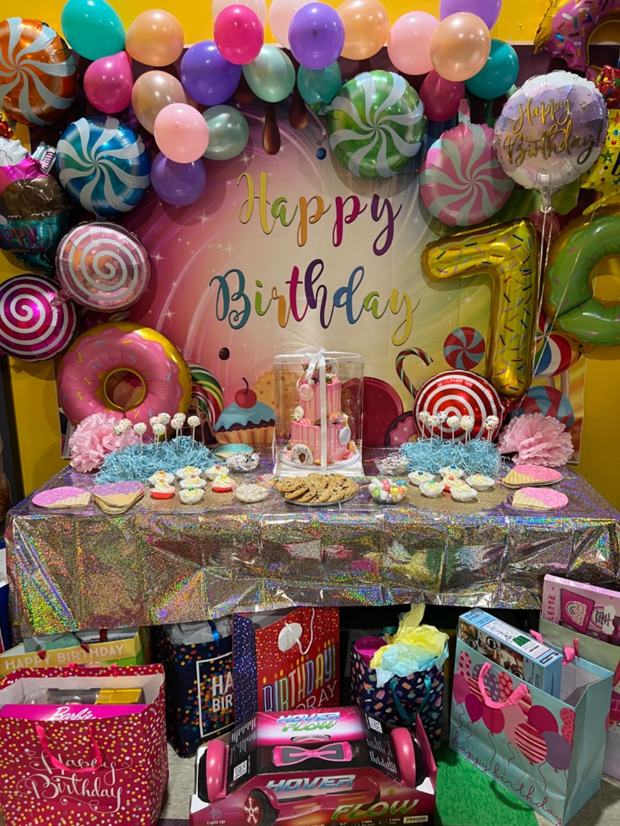 Mocsicka Dessert Happy Birthday Party Decor Chocolate Ice Cream Donut Backdrop