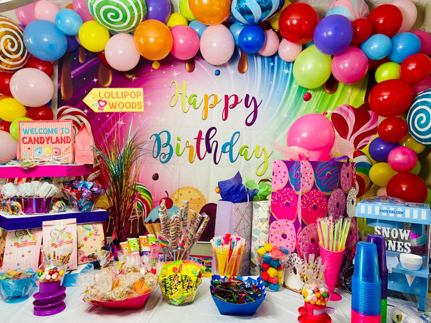 Mocsicka Dessert Happy Birthday Party Decor Chocolate Ice Cream Donut Backdrop-Mocsicka Party