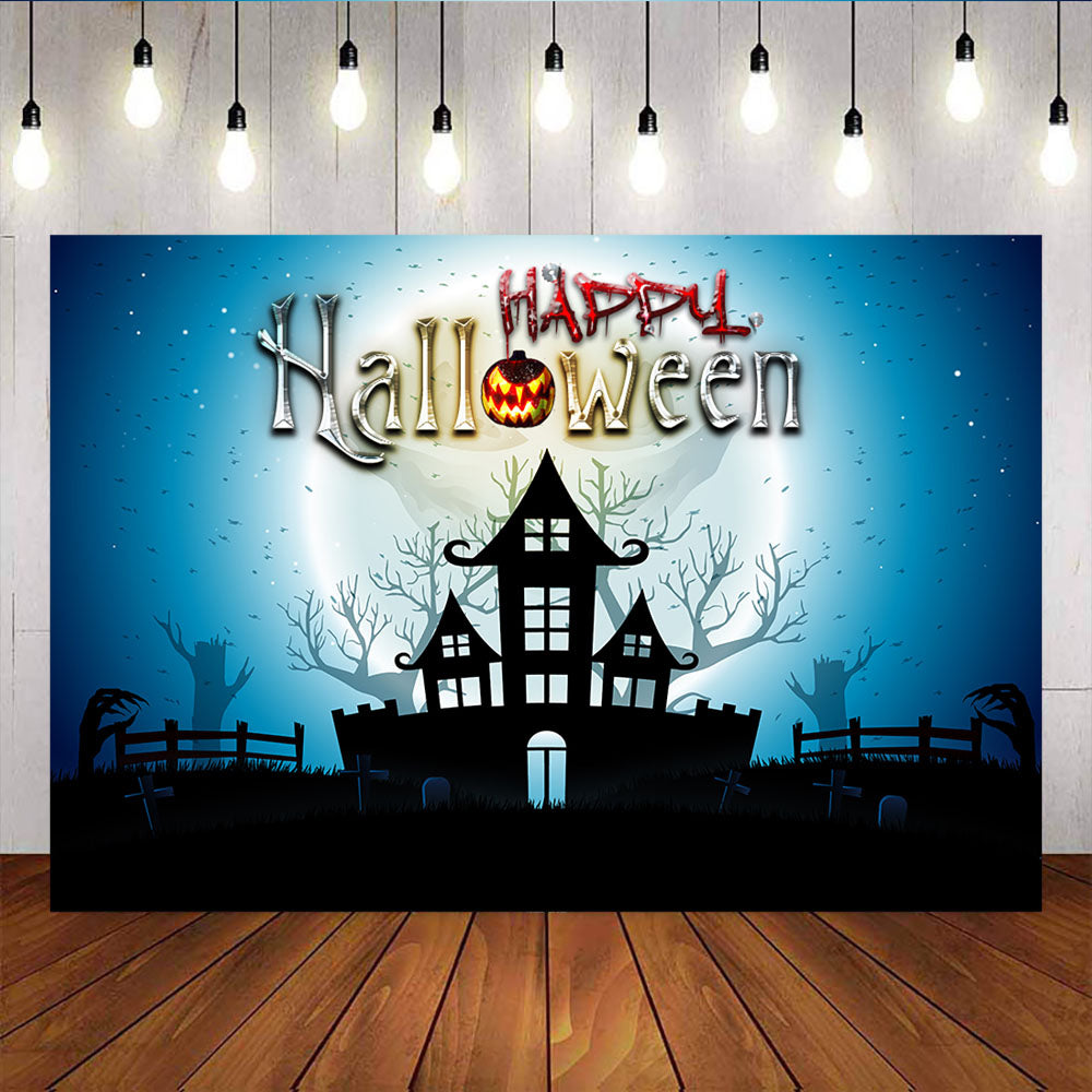 Mocsicka Old Castle and Ghost Photo Backdrop Happy Halloween Back Ground-Mocsicka Party