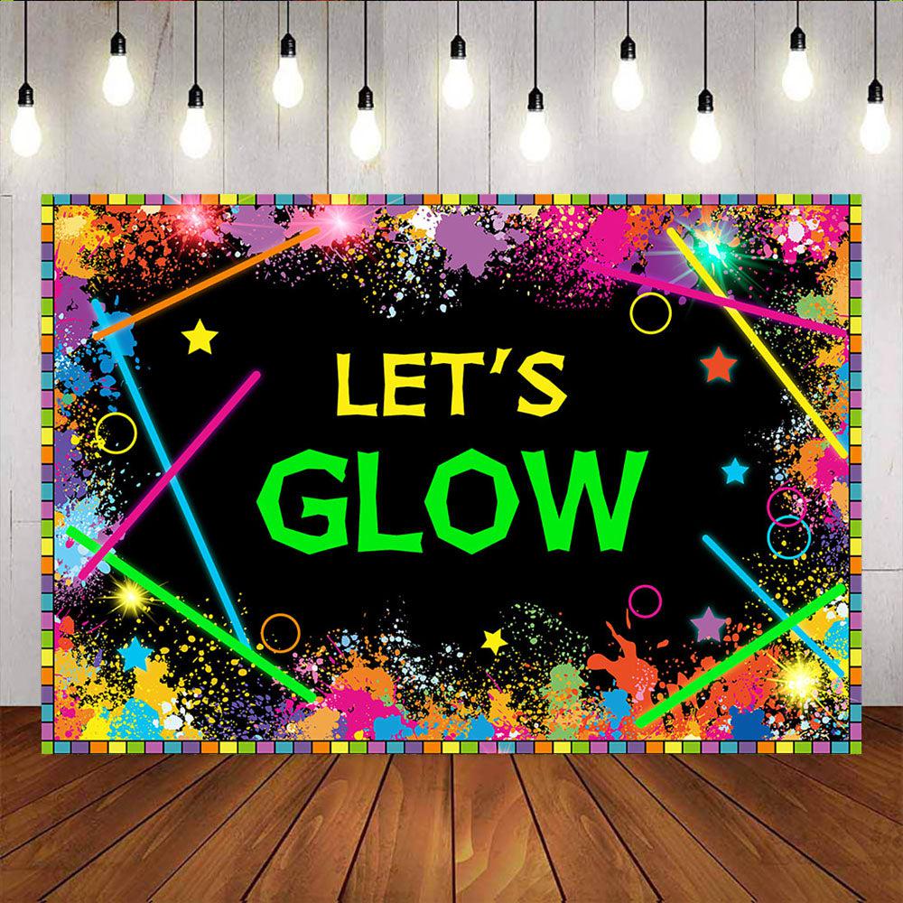 Let's Glow in the Dark Party Decor Laser Neon Splatter Paint Backdrops –  Mocsicka Party