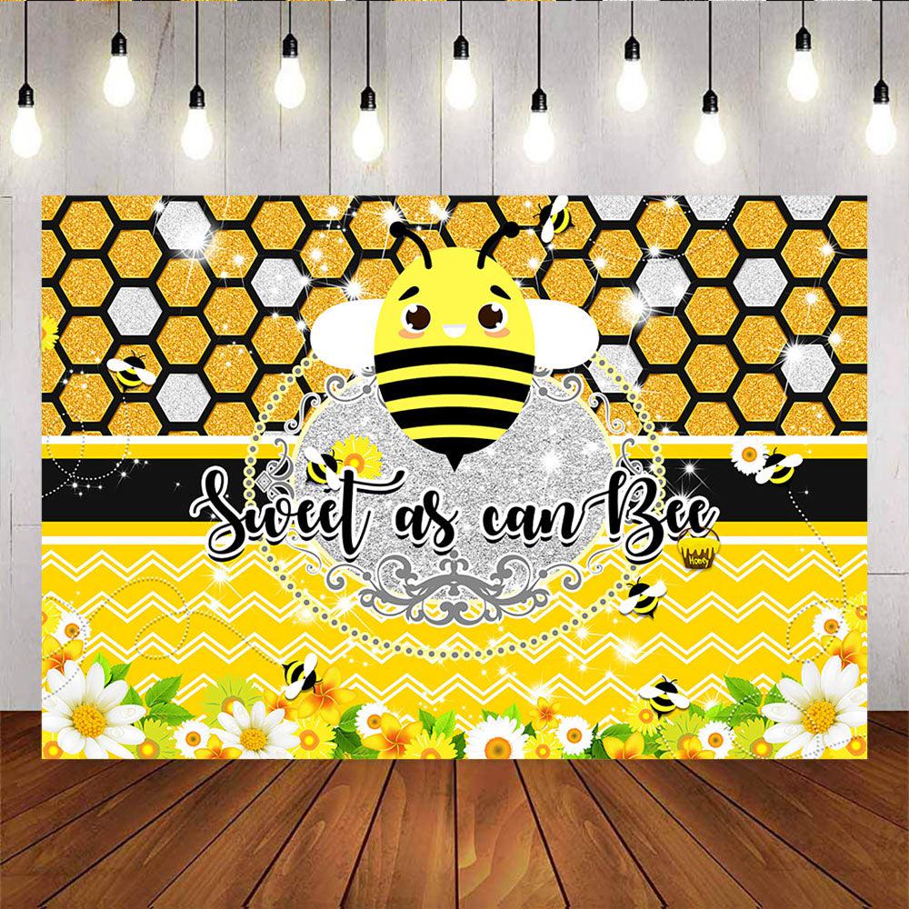 Mocsicka Sweet Little Bee Baby Shower Back Drops Shining Honeycomb Floral Back Ground-Mocsicka Party