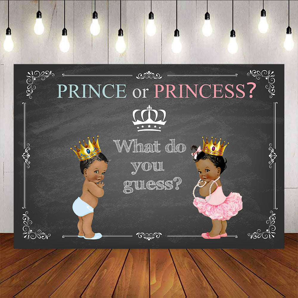 Mocsicka Prince or Princess Gender Reveal Backdrop Royal Baby Shower Back Ground-Mocsicka Party