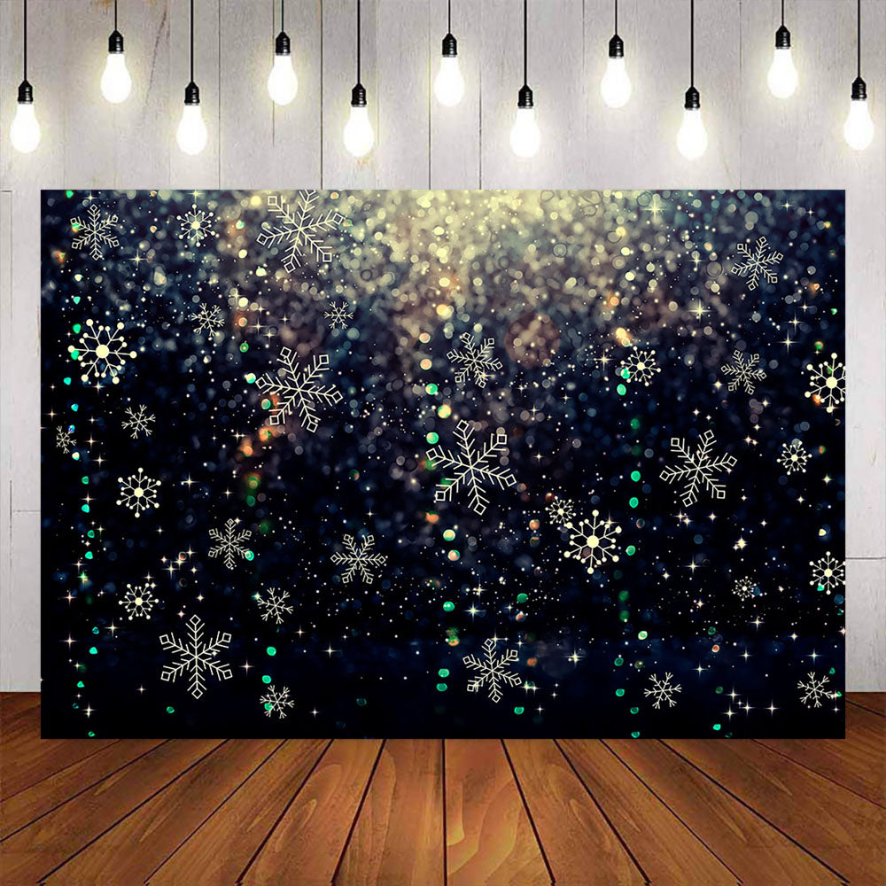 Mocsicka Winter Night Snowflakes and Aperture Photo Backdrop-Mocsicka Party