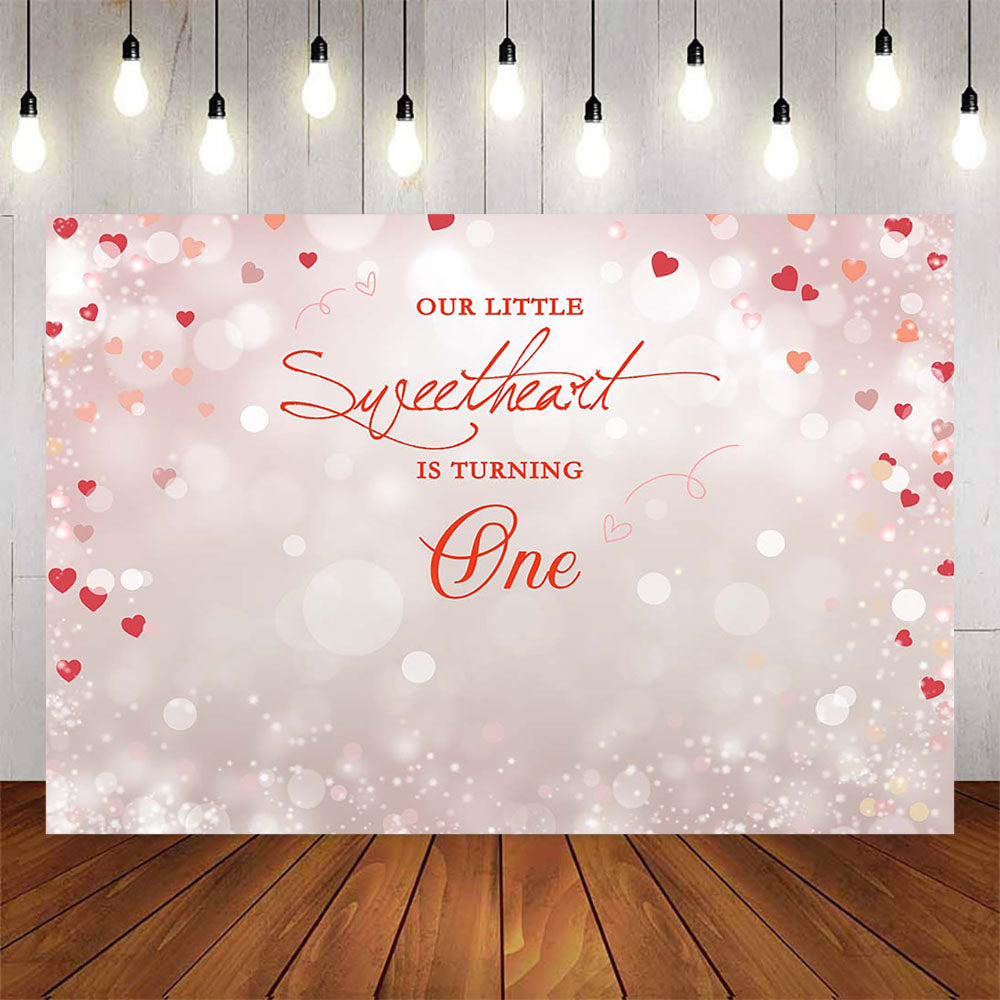 Mocsicka Our Little Sweetheart is Turning One Birthday Party Backdrop