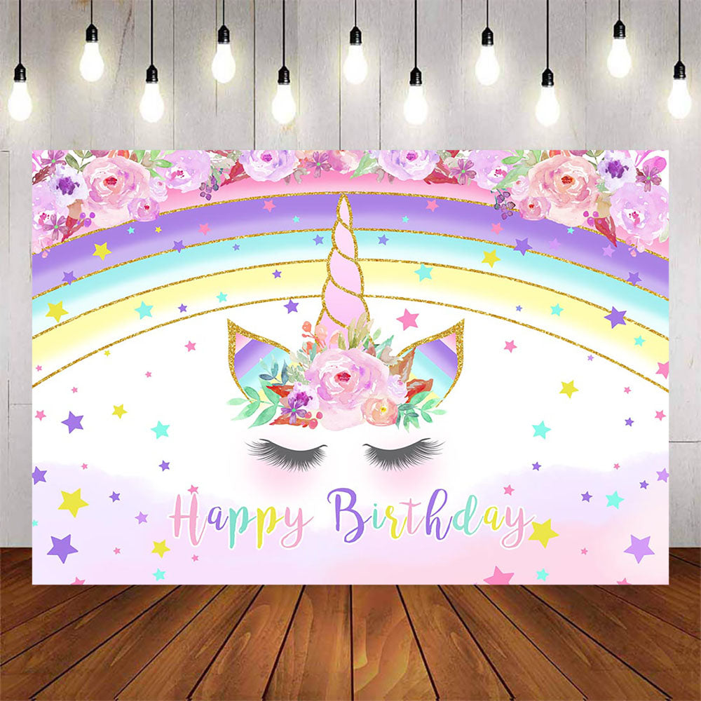 Mocsicka Rainbow and Unicorn Happy Birthday Party Banners-Mocsicka Party