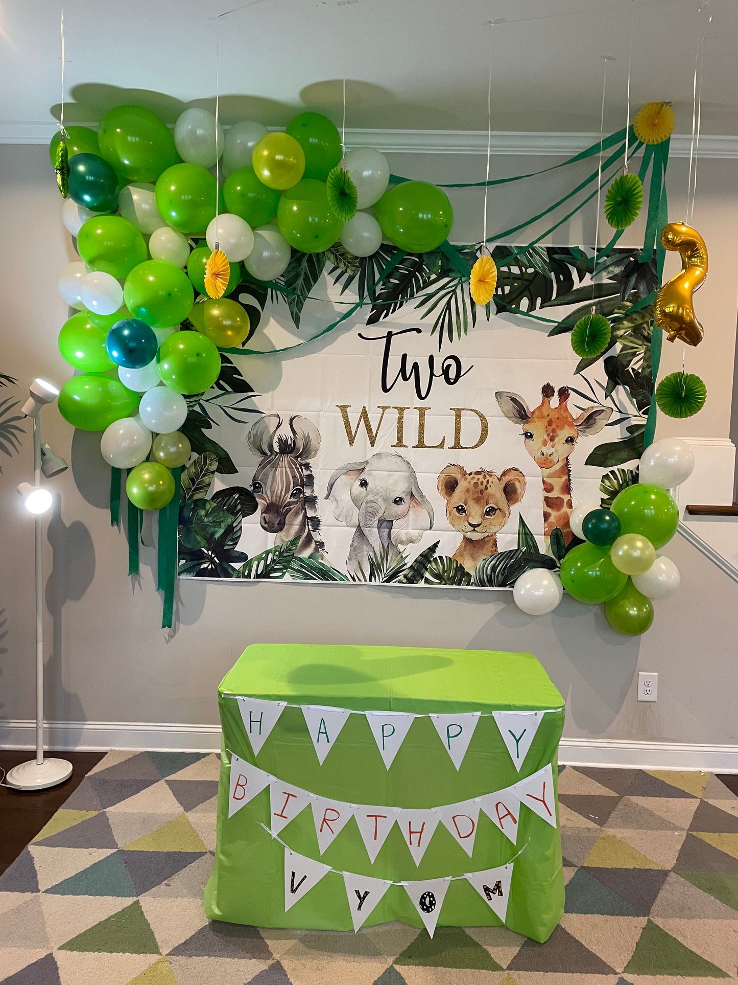Mocsicka Wild Two Little Animals Plam Leaves Birthday Backgrounds-Mocsicka Party