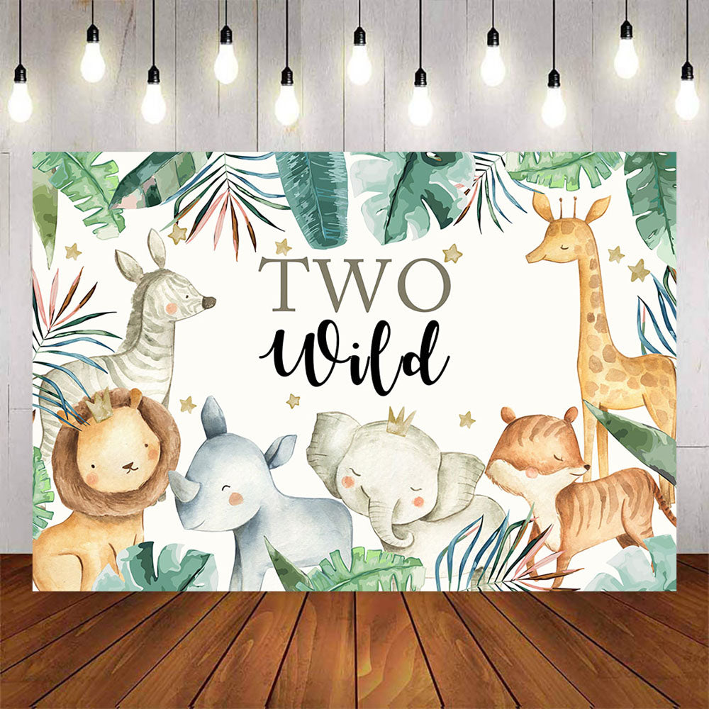 Mocsicka Two Wild Cartoon Animals Birthday Party Banners-Mocsicka Party