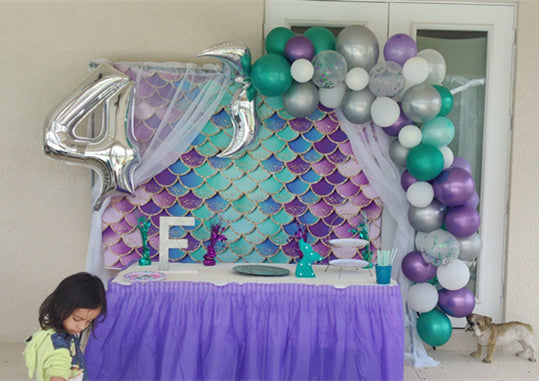 Mocsicka Mermaid Scales Baby Shower Party Back Grounds