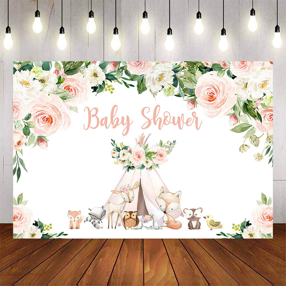 Mocsicka Little Animals and Flowers Baby Shower Backgrounds-Mocsicka Party