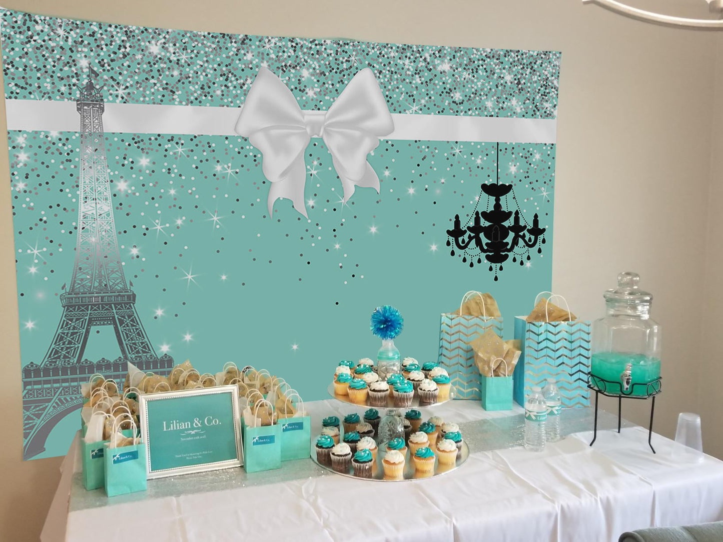 Mocsicka Green Big Bow Princess Birthday Party Backdrop