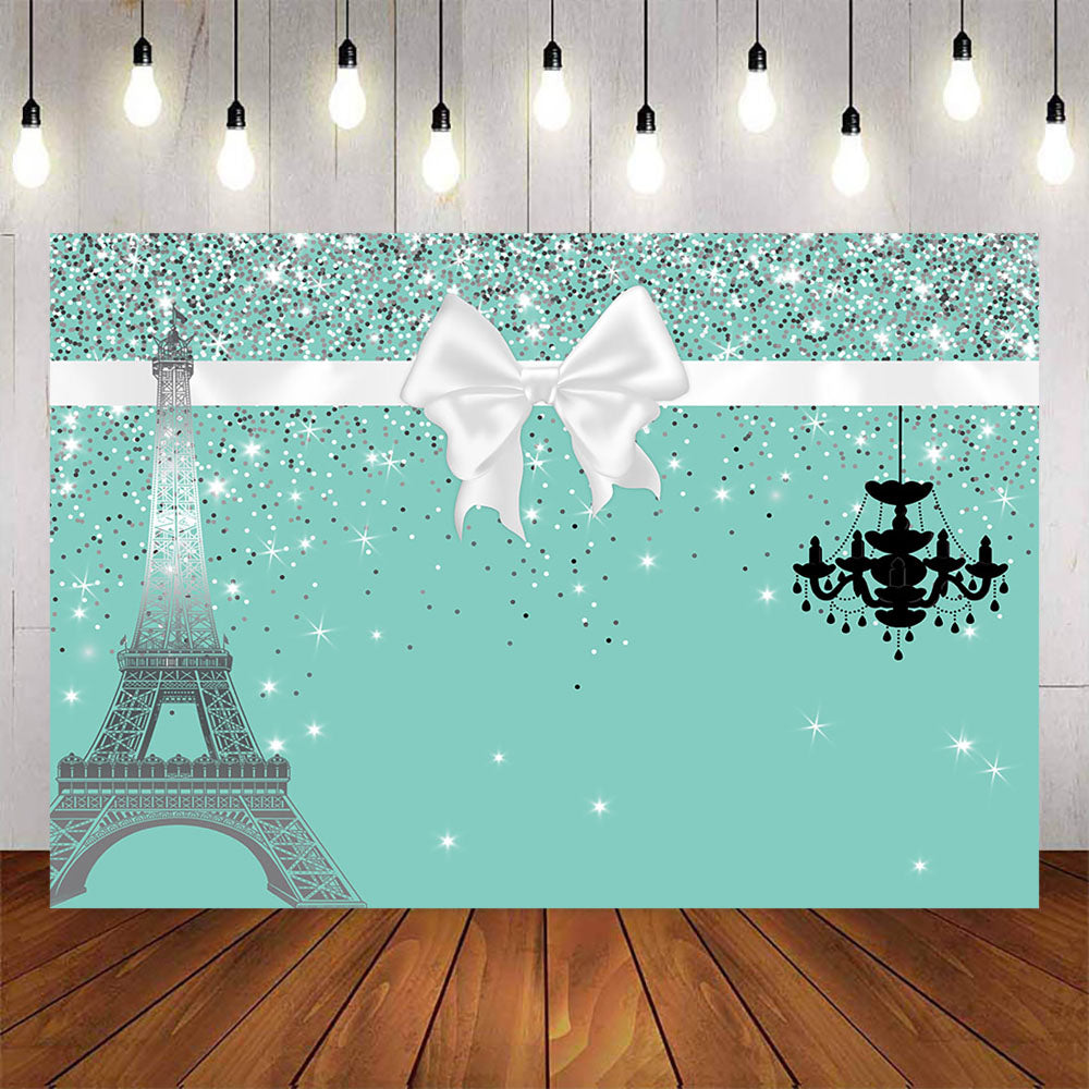 Mocsicka Green Big Bow Princess Birthday Party Backdrop-Mocsicka Party