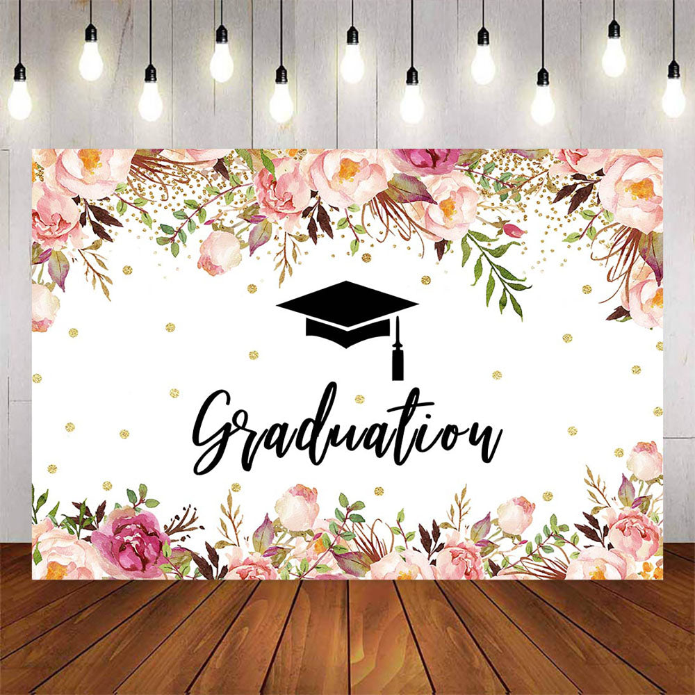Mocsicka Graduation Party Backdrop Spring Floral Photo Banners-Mocsicka Party