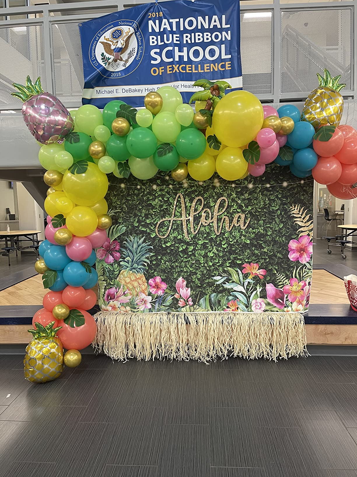 Mocsicka Hawaii Flowers Green Leaves Aloha Baby Shower Backdrop