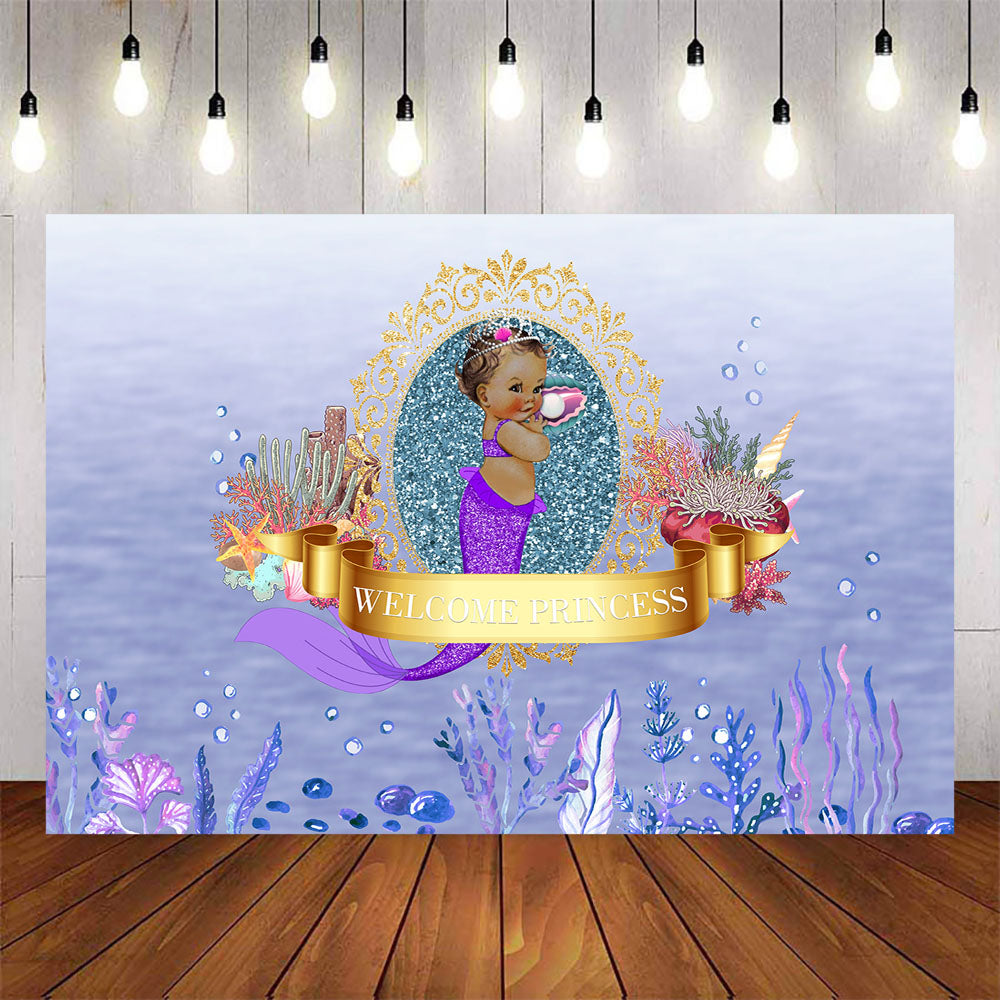 Mocsicka Little Mermaid Princess Baby Shower Backdrop Custom Newborn Party Props-Mocsicka Party