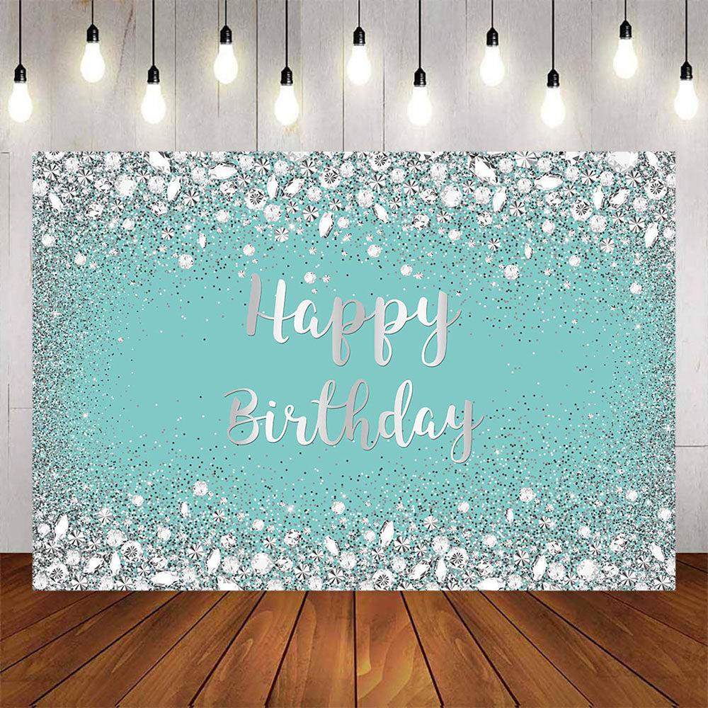Mocsicka Sliver Dots and Diamonds Happy Birthday Backdrop-Mocsicka Party
