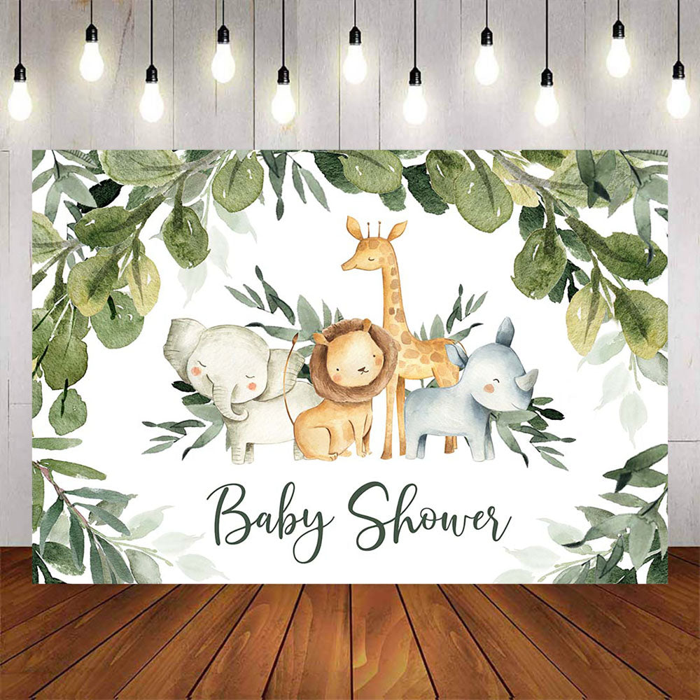 Mocsicka Little Animals and Green Leaves Baby Shower Banner-Mocsicka Party
