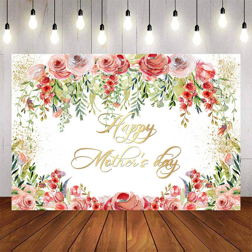 Mocsicka Spring Floral Happy Mother's Day Backdrop-Mocsicka Party