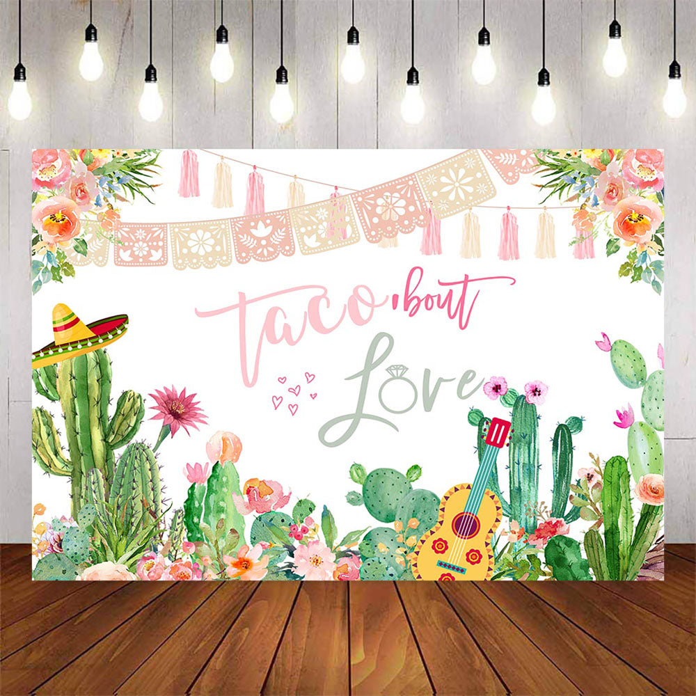 Mocsicka Taco Bout Theme Cactus and Flowers Party Backdrop-Mocsicka Party