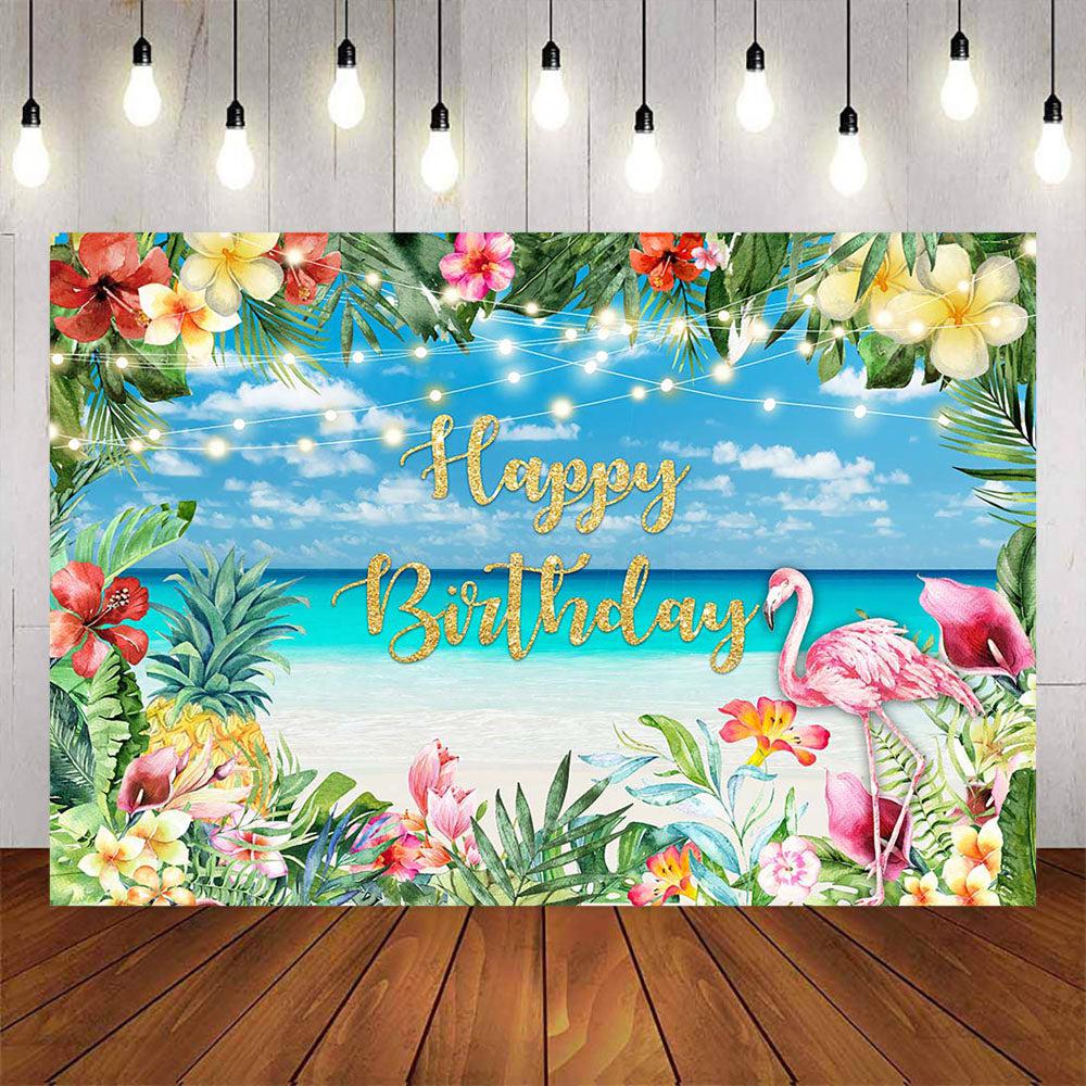 Mocsicka Hawaii Theme Pineapple and Flamingo Summer Beach Backdrop-Mocsicka Party
