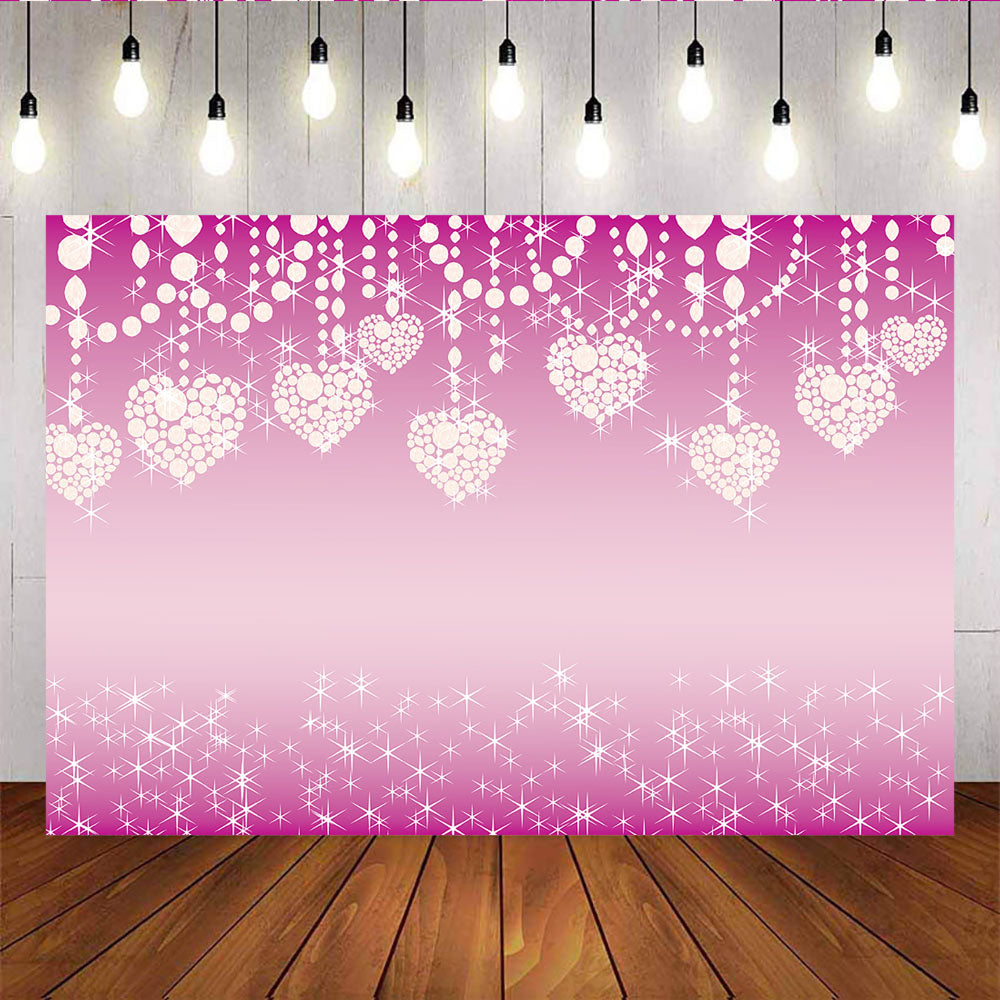 Mocsicka Valentine's Day Backdrop Pink Heart Shining Stars Photo Background-Mocsicka Party