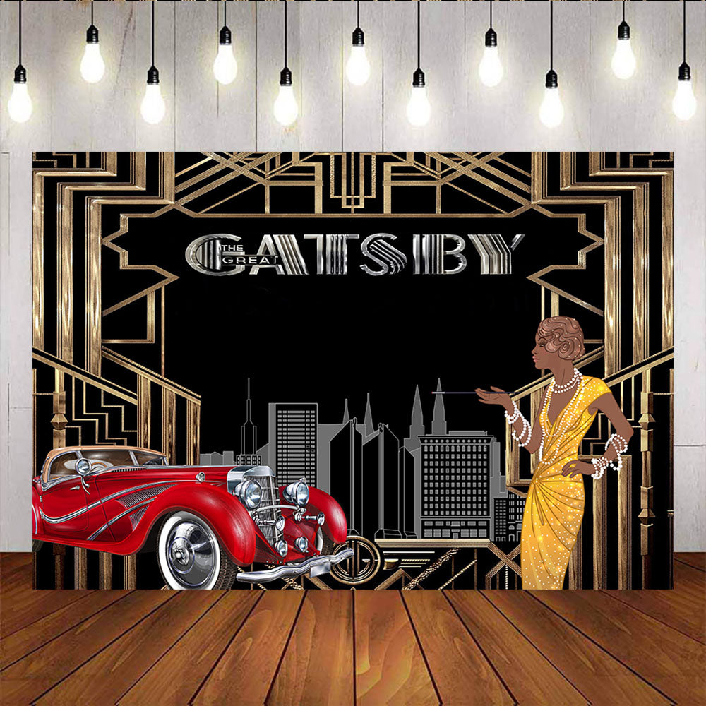Mocsicka Gatsby Theme Birthday Party Prop Retro Flapper Girl Art