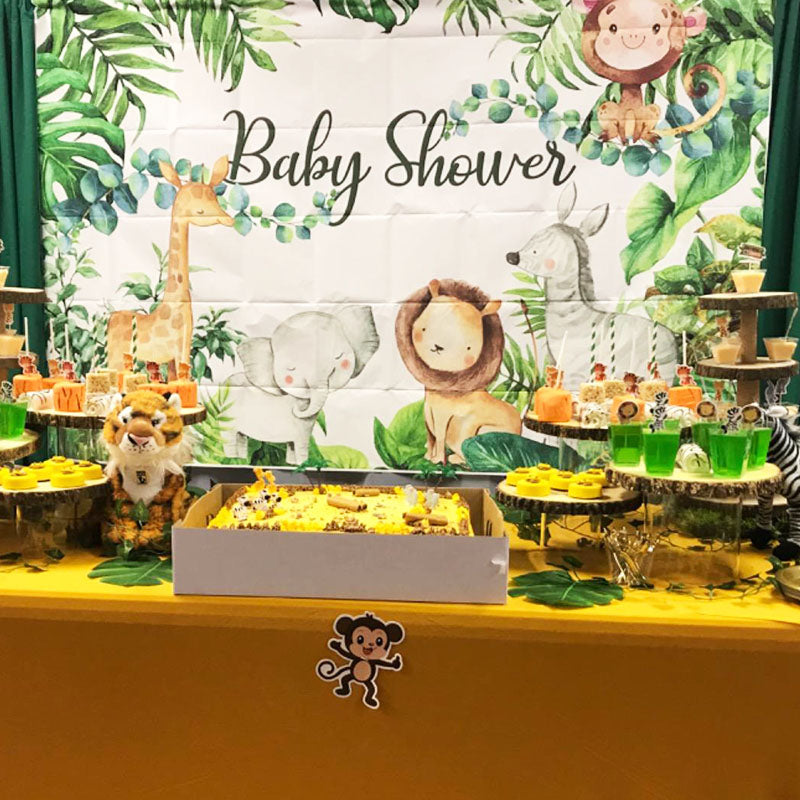 Mocsicka Safari Baby Shower Backdrop Forest and Wild Animals Custom Backdrops-Mocsicka Party