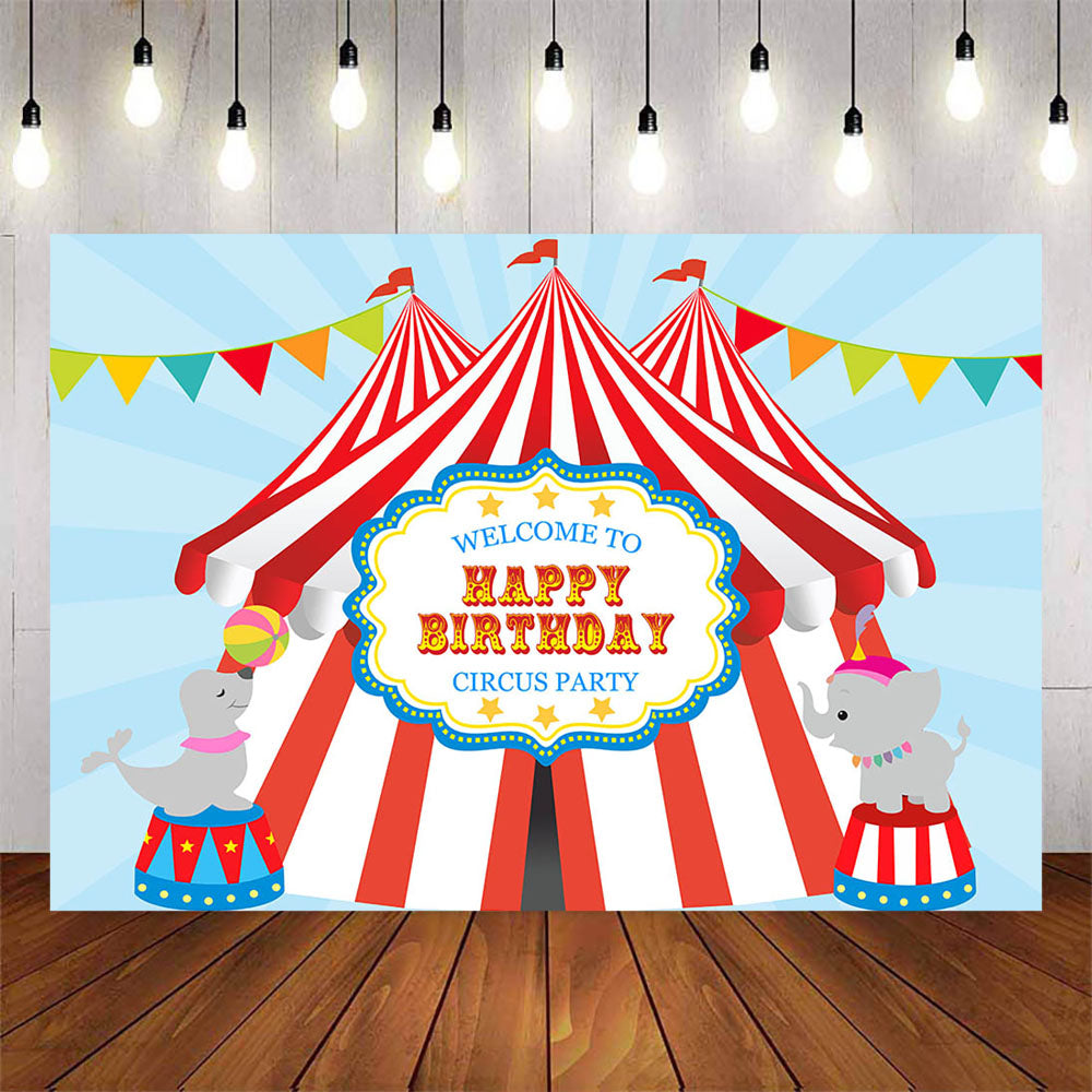 Mocsicka Welcome to Circus Party Happy Birthday Back Drop-Mocsicka Party