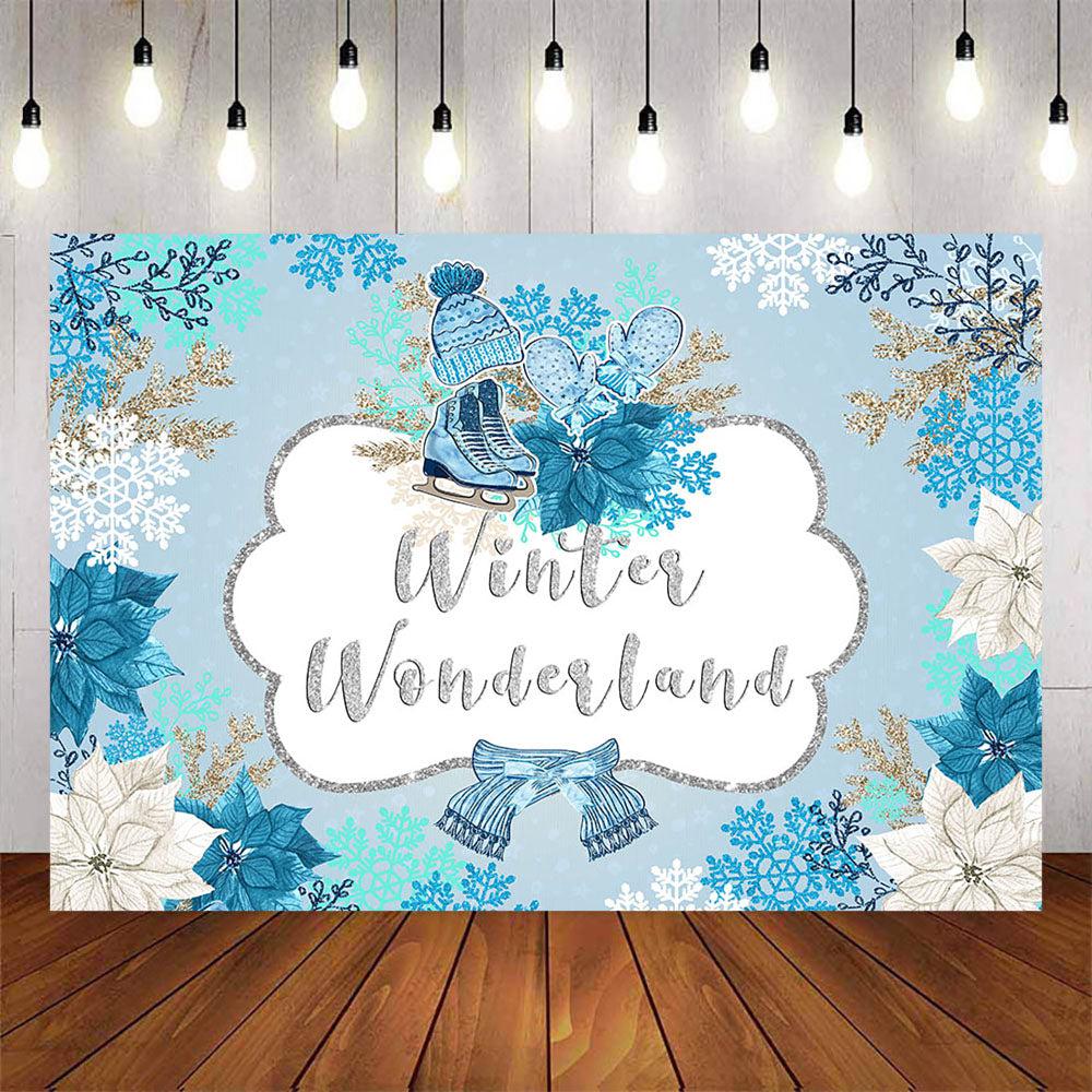 Mocsicka Winter Wonderland Cold Winter Snowflakes Baby Shower Backdrop-Mocsicka Party