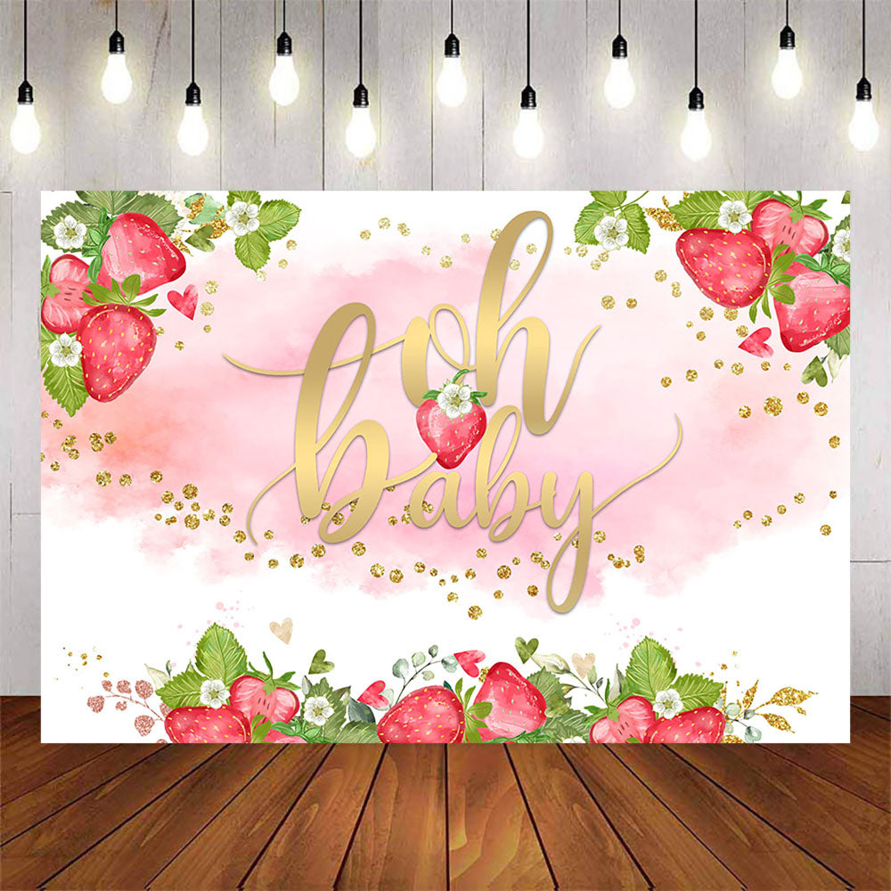 Mocsicka Sweet Strawberry Oh Baby Shower Background-Mocsicka Party