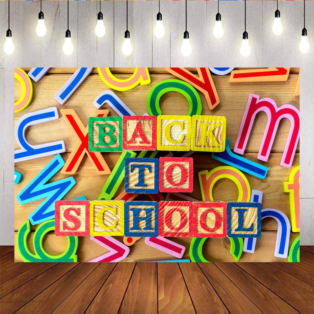 Mocsicka Building Blocks Back to School Backdrop Wooden Boards Photo Props-Mocsicka Party