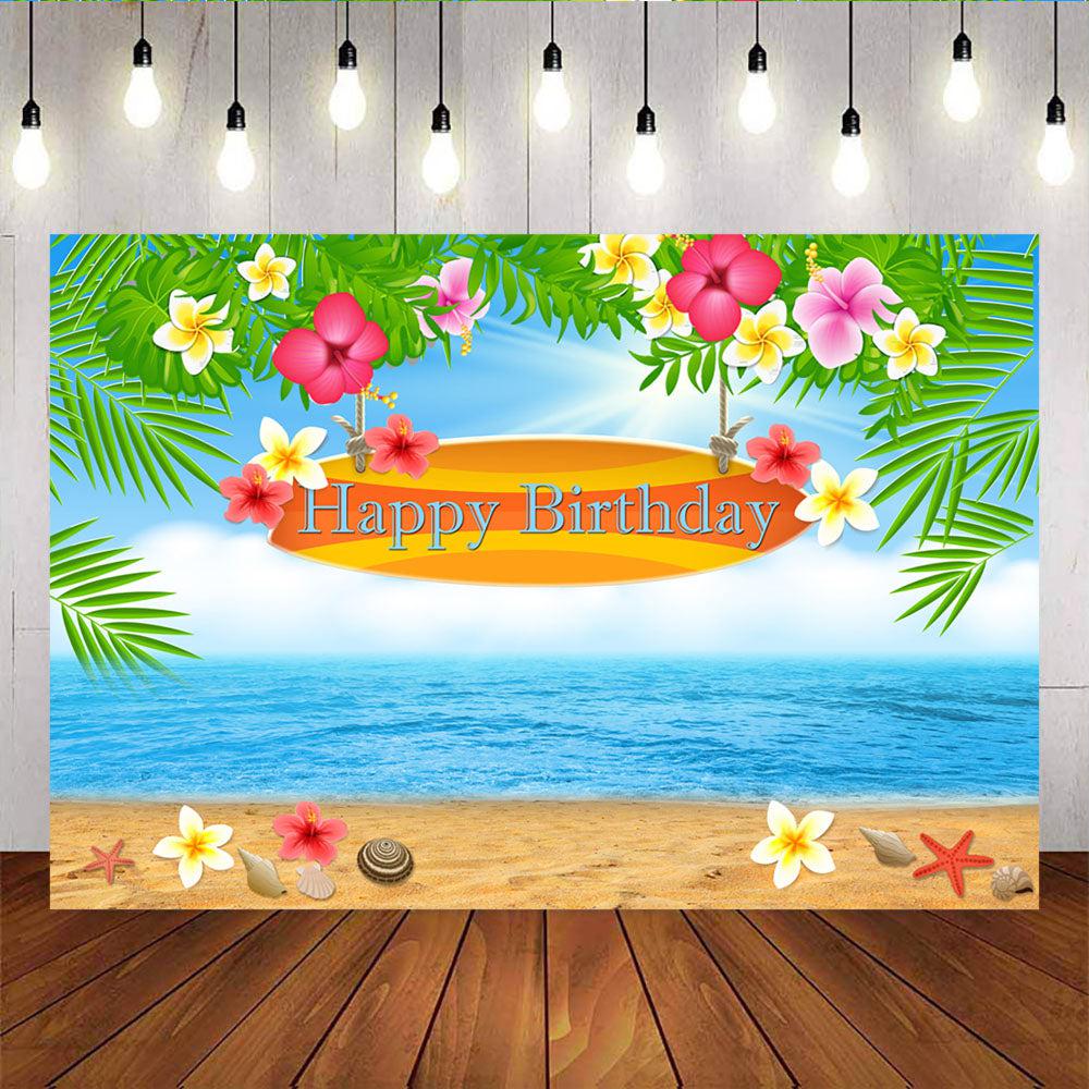Mocsicka Summer Beach Backdrop Summer Tropical Hawaiian Floral Birthday Party Props-Mocsicka Party