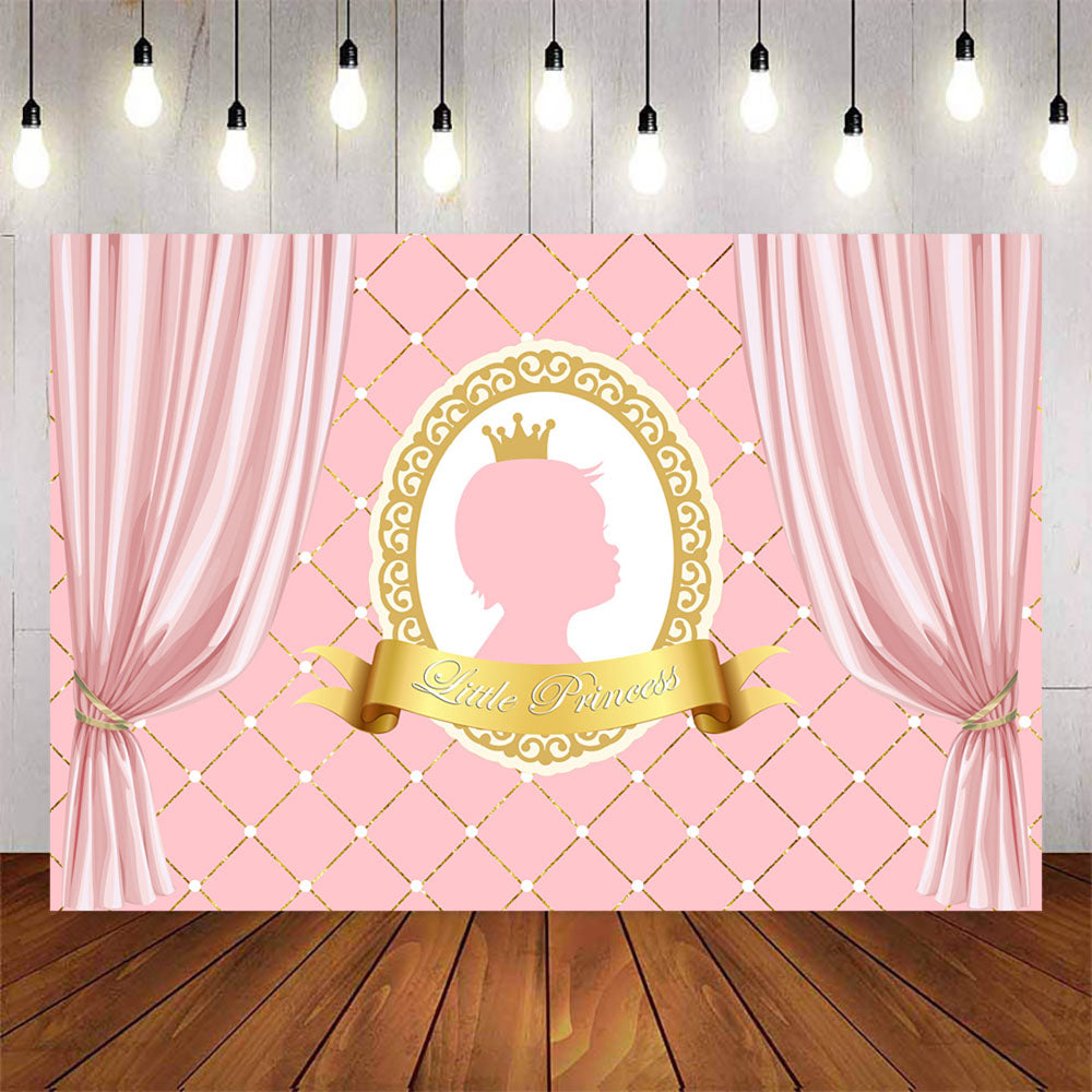 Mocsicka Little princess Pink Curtain and Plaid Baby Shower Decor Backdrops-Mocsicka Party
