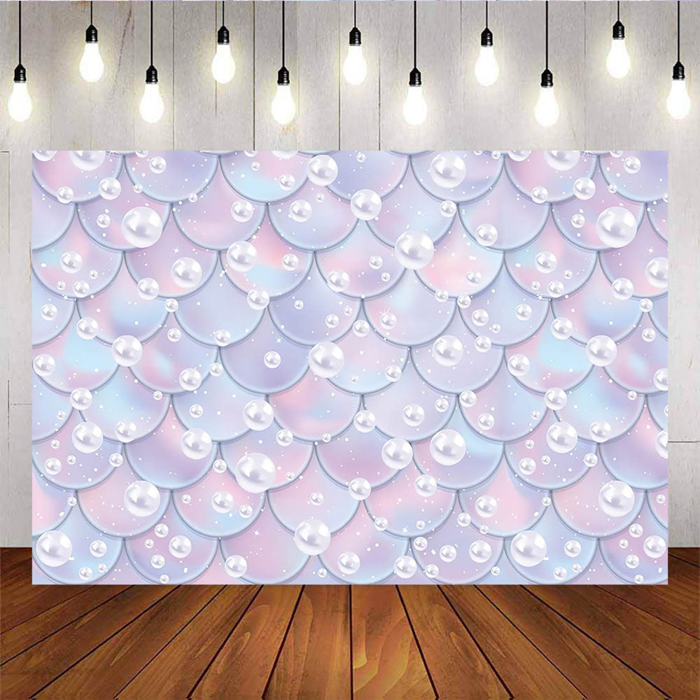 Mocsicka Mermaid and Pearls Photo Background Happy Birthday Party Decor-Mocsicka Party