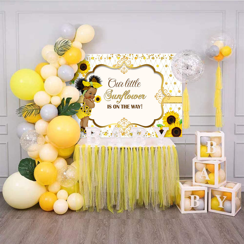 Mocsicka Our Little Sunflower is on the Way Baby Shower Party Banners-Mocsicka Party