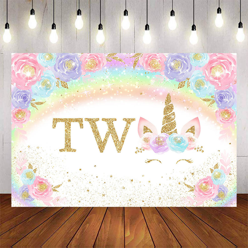 Mocsicka Unicorn and Spring Floral Second Birthday Party Backdrops-Mocsicka Party