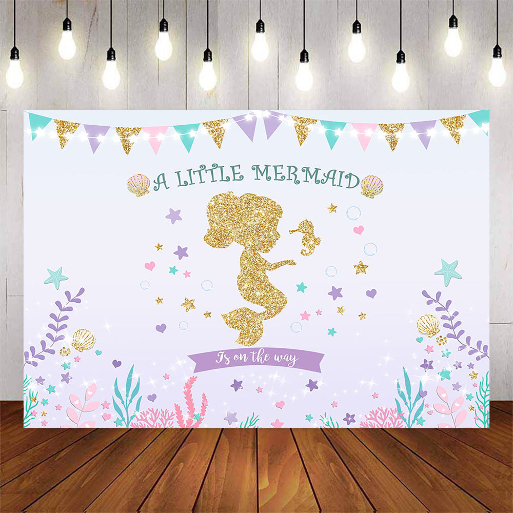 Mocsicka A Little Mermaid is on the Way Baby Shower Backgrounds-Mocsicka Party