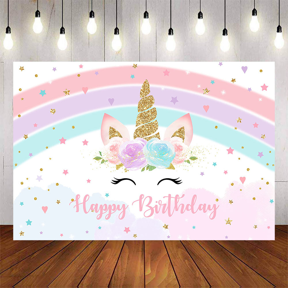 Mocsicka Unicorn Theme Rainbow and Flowers Baby Shower Backgrounds-Mocsicka Party