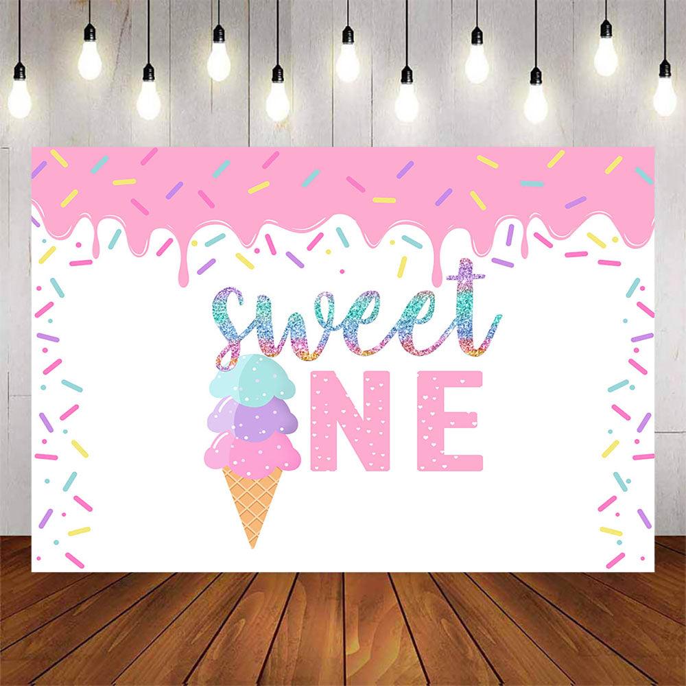 Mocsicka Ice Cream Theme Sweet One Birthday Party Backdrop-Mocsicka Party