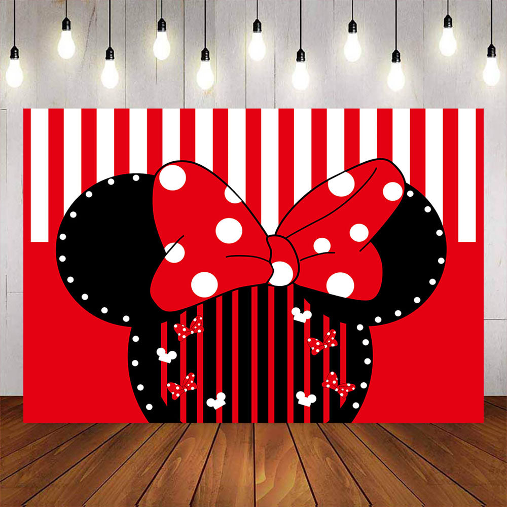 Mocsicka Minnie Mouse Red Stripes Happy Birthday Party Prop-Mocsicka Party