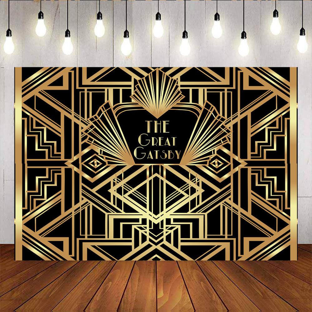 Mocsicka Great Gatsby Photography Backdrop Black Gold Line Car Adult  Birthday Party Decoration Banner Photo Background Photocall