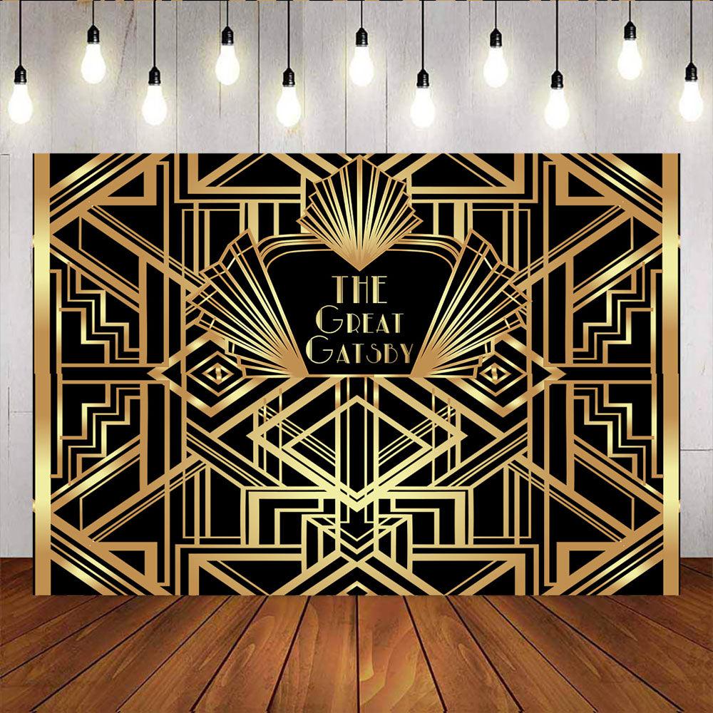 Mocsicka Gatsby Theme Birthday Party Decoration Black Golden Backdrop-Mocsicka Party