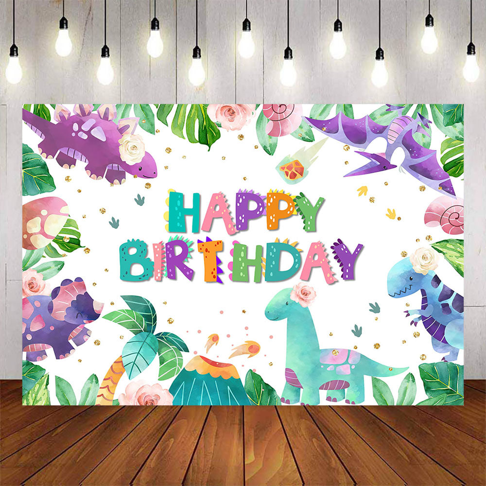 Mocsicka Dinosaurs and Forest Happy Birthday Backdrop-Mocsicka Party