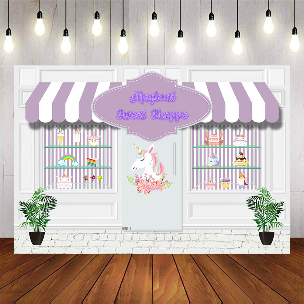 Mocsicka Magical Sweet Shoppe Backdrop Dessert Ice Cream Birthday Party Decor-Mocsicka Party