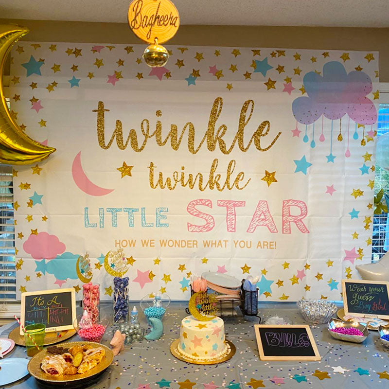 Mocsicka Twinkle Little Stars Baby Shower Backdrop Custom Newborn Back Drops-Mocsicka Party