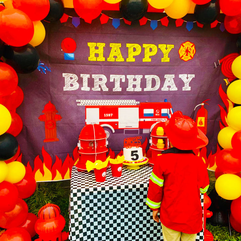 Mocsicka Fire Truck Theme Birthday Backdrop Traffic Custom Newborn Back Drops-Mocsicka Party