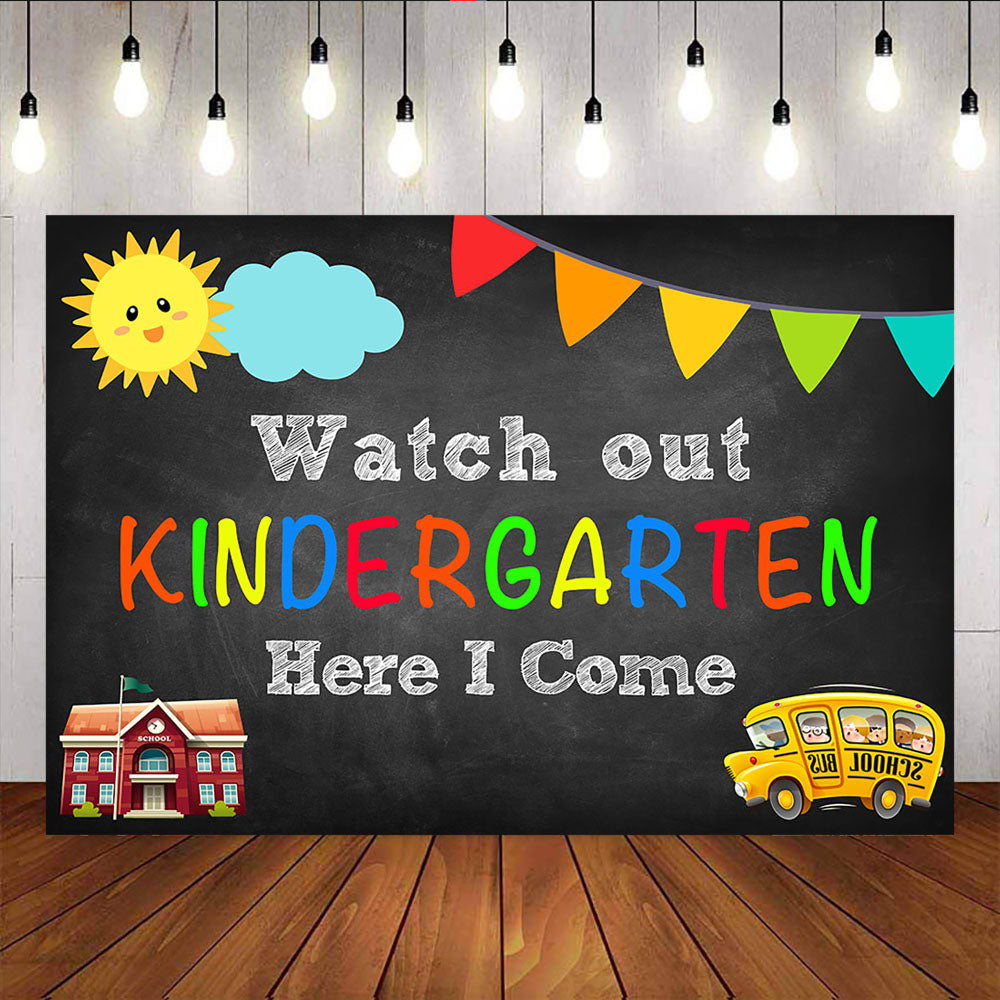 Mocsicka Watch Out Kindergarten Background Back to School Photo Props-Mocsicka Party
