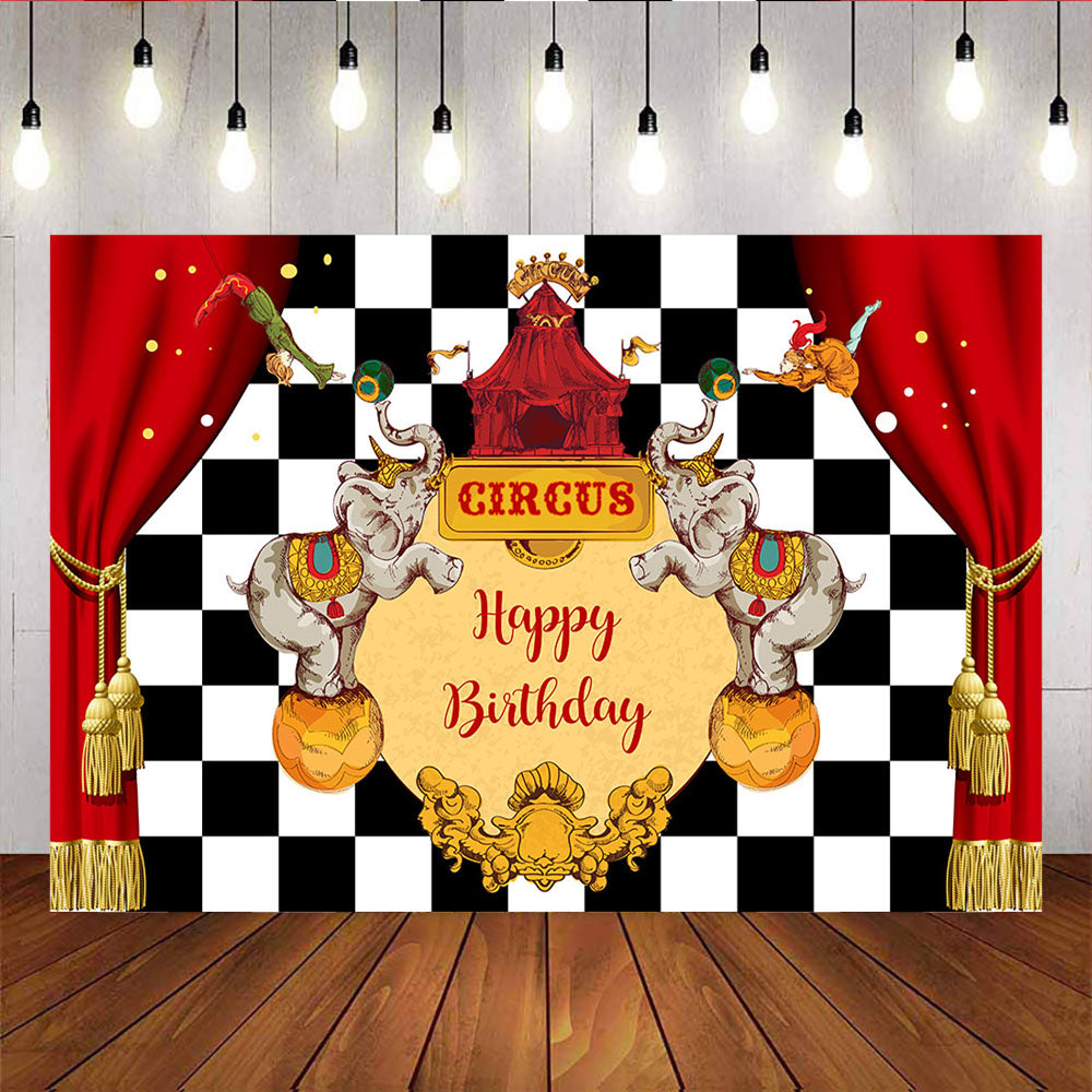 Mocsicka Circus Fun Fair Happy Birthday Party Props Elephant Show Photo Background-Mocsicka Party
